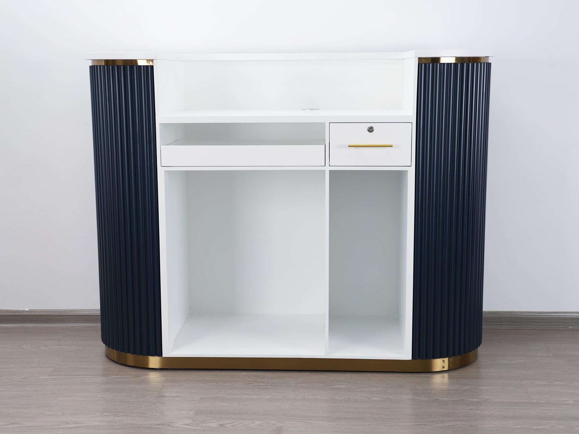 58" Slate Blue Tambour Reception Desk - Free Shipping