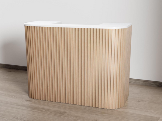 Eden Natural Oak Square Tambour Reception Desk — Large (59")