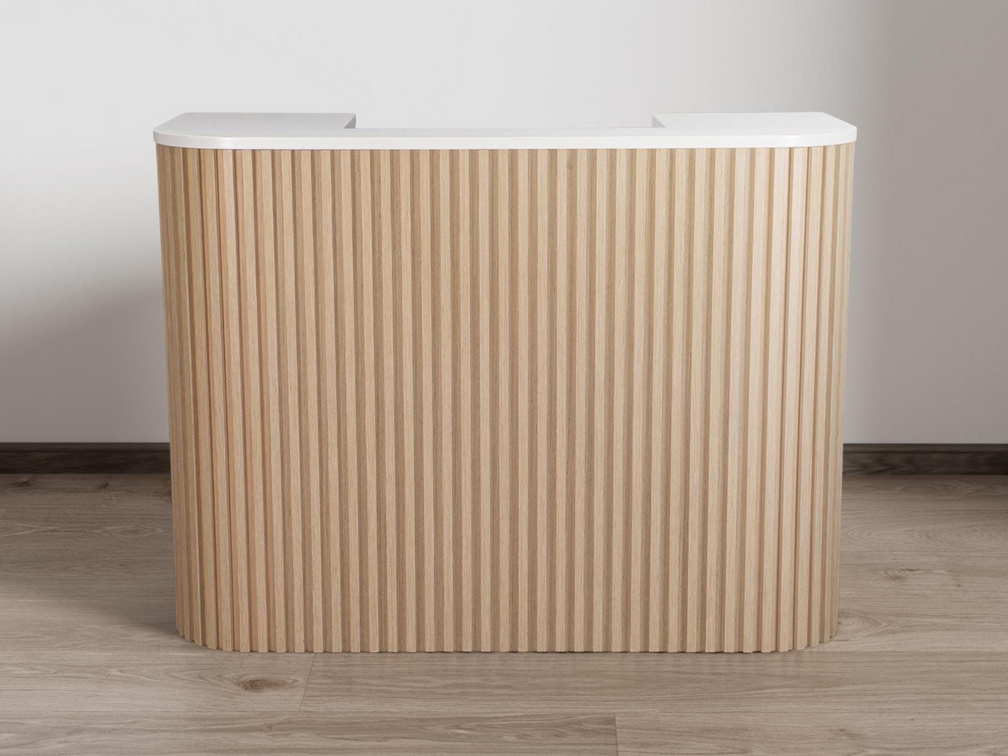 Eden Natural Oak Square Tambour Reception Desk — Large (59")