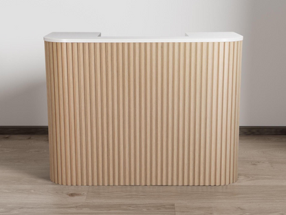 Eden Natural Oak Square Tambour Reception Desk — Large (59")