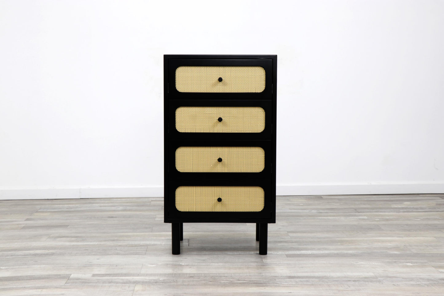 Set of 2 Black Cane Drawer Storage Dresser - Free Shipping (K8007-BLACK)
