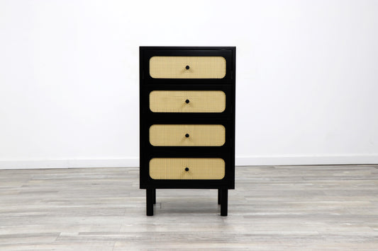 Set of 2 Black Cane Drawer Storage Dresser - Free Shipping (K8007-BLACK)