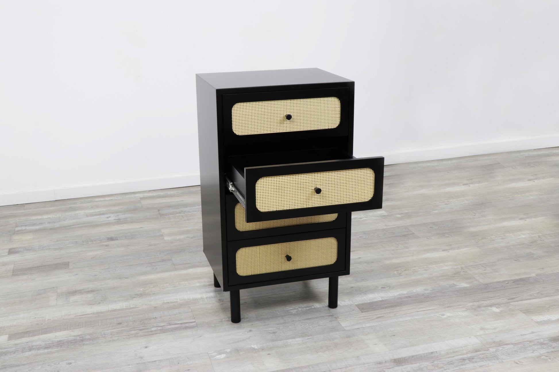 Set of 2 Black Cane Drawer Storage Dresser - Free Shipping (K8007-BLACK)