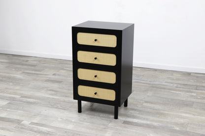 Set of 2 Black Cane Drawer Storage Dresser - Free Shipping (K8007-BLACK)