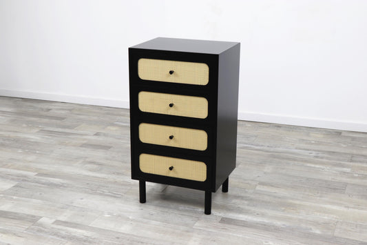 Set of 2 Black Cane Drawer Storage Dresser - Free Shipping (K8007-BLACK)