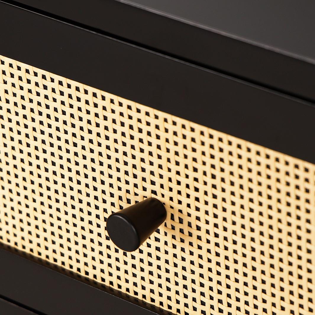 Set of 2 Black Cane Drawer Storage Dresser - Free Shipping (K8007-BLACK)