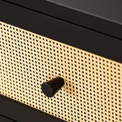 Set of 2 Black Cane Drawer Storage Dresser - Free Shipping (K8007-BLACK)