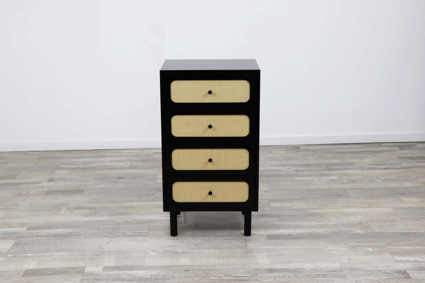 Set of 2 Black Cane Drawer Storage Dresser - Free Shipping (K8007-BLACK)