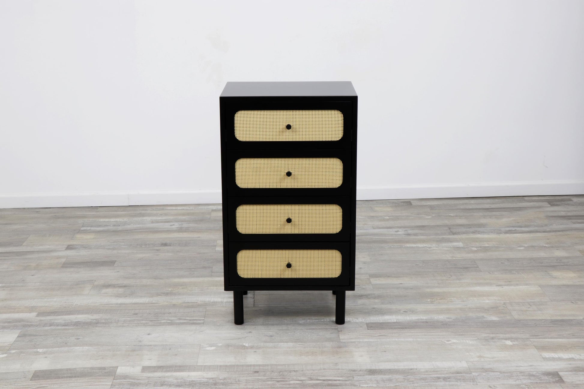Set of 2 Black Cane Drawer Storage Dresser - Free Shipping (K8007-BLACK)