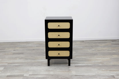 Set of 2 Black Cane Drawer Storage Dresser - Free Shipping (K8007-BLACK)