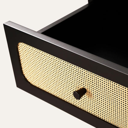 Set of 2 Black Cane Drawer Storage Dresser - Free Shipping (K8007-BLACK)