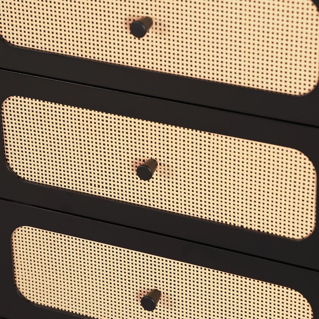 Set of 2 Black Cane Drawer Storage Dresser - Free Shipping (K8007-BLACK)