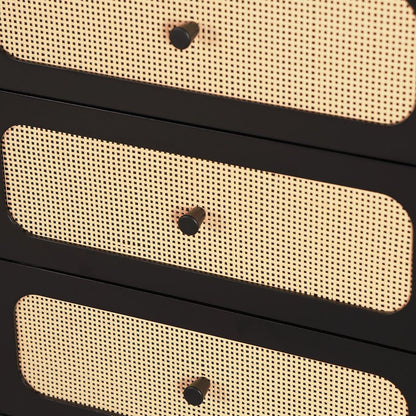 Set of 2 Black Cane Drawer Storage Dresser - Free Shipping (K8007-BLACK)