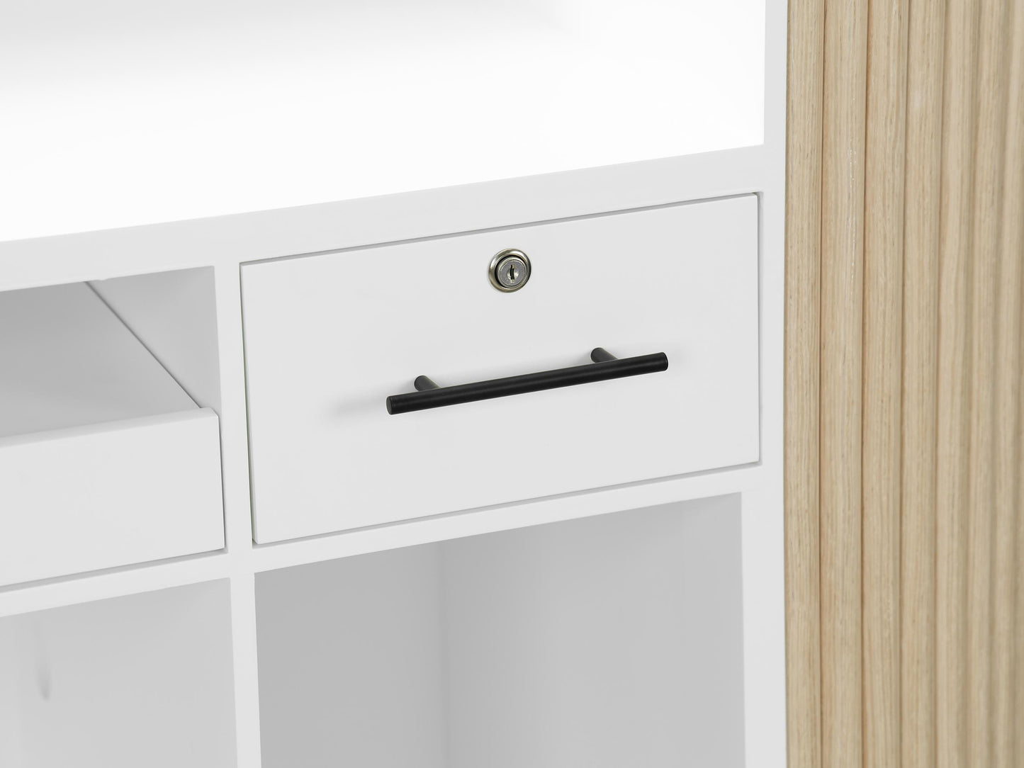 PREORDER Mila Classic Natural Oak Tambour Reception Desk - Large (58")