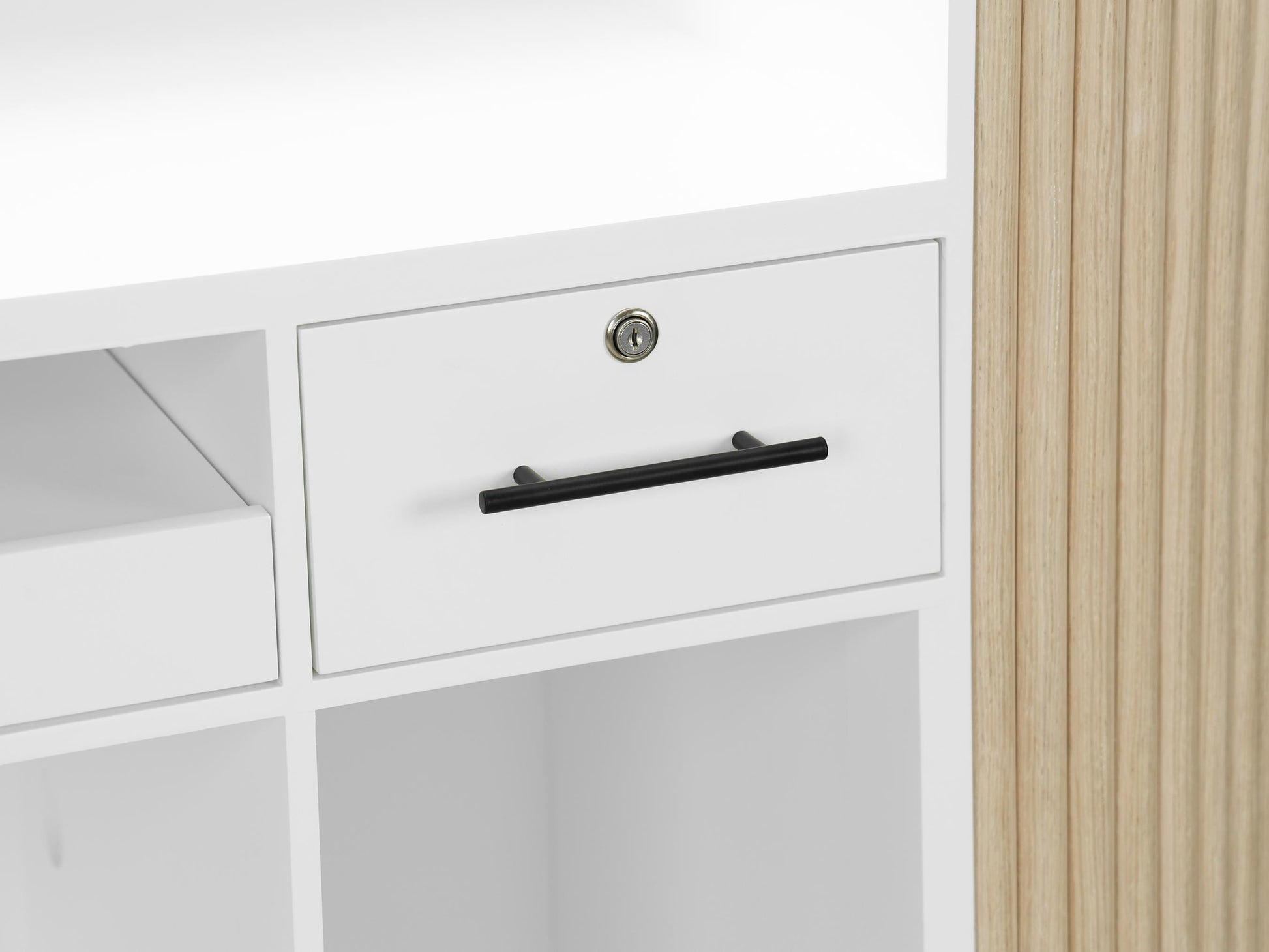 PREORDER Mila Classic Natural Oak Tambour Reception Desk - Large (58")