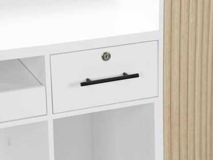 PREORDER Mila Classic Natural Oak Tambour Reception Desk - Large (58")