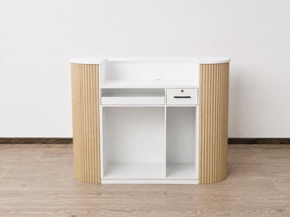 PREORDER Mila Classic Natural Oak Tambour Reception Desk - Large (58")