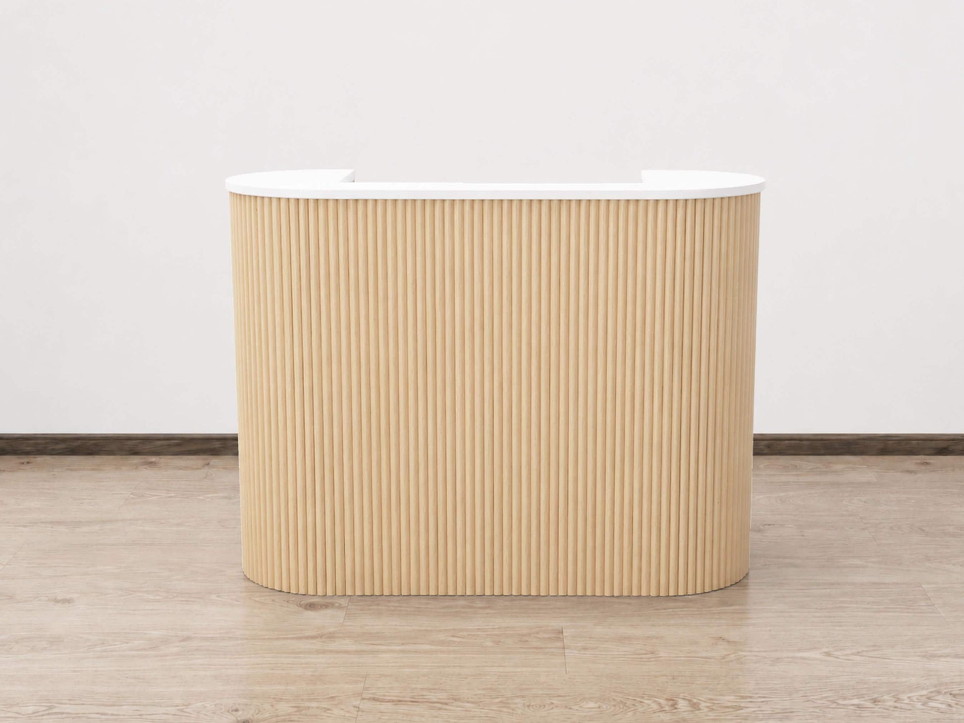PREORDER Mila Classic Natural Oak Tambour Reception Desk - Large (58")