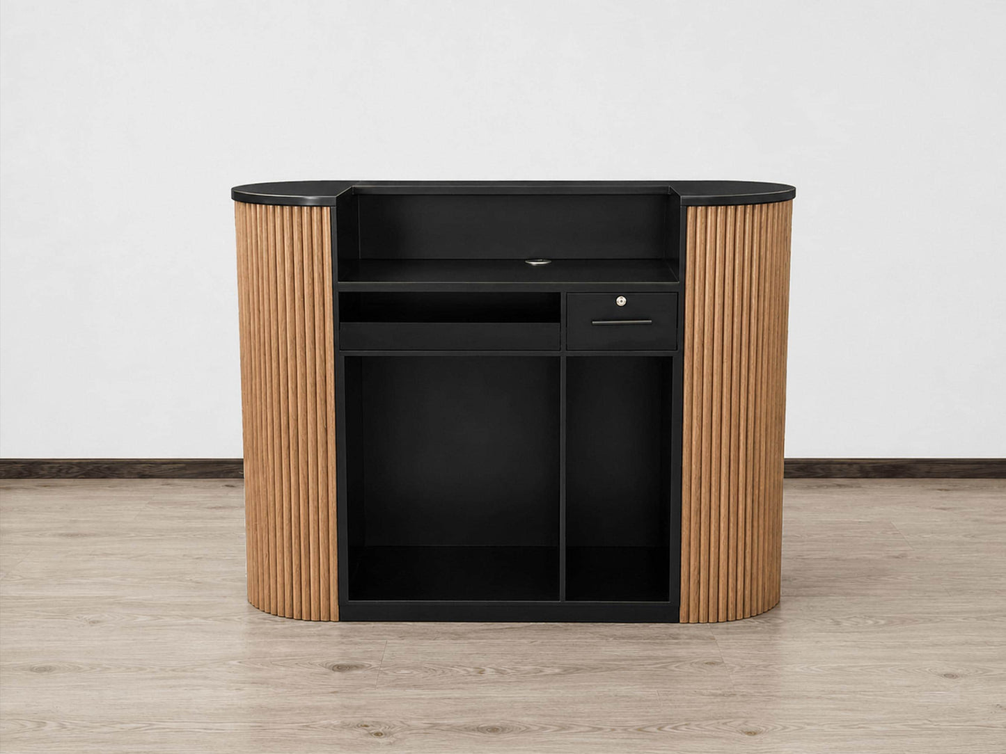 PREORDER Mila Classic Walnut Tambour Reception Desk - Large (58")