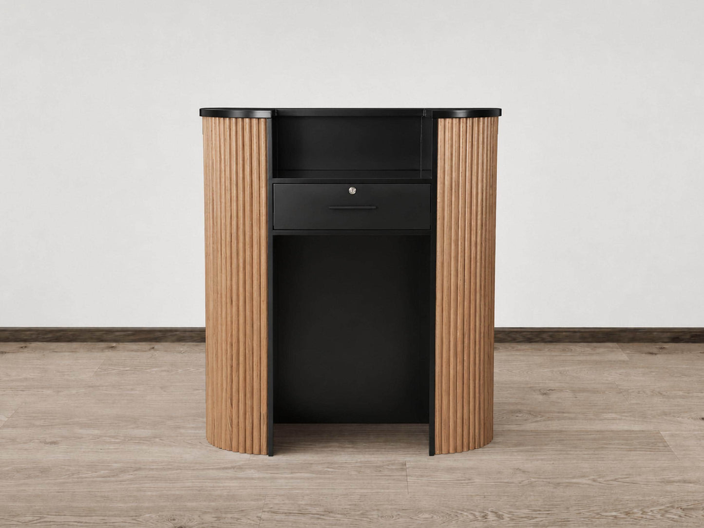 PREORDER Mila Classic Walnut Tambour Reception Desk - Small (39")
