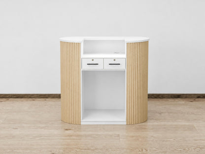 PREORDER Mila Classic Natural Oak Tambour Reception Desk - Midi (48")