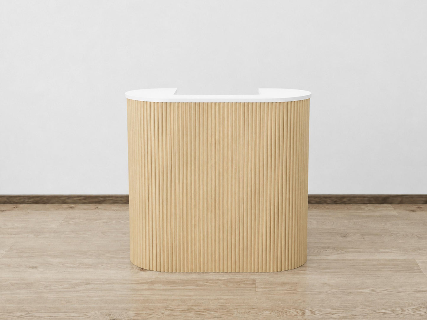 PREORDER Mila Classic Natural Oak Tambour Reception Desk - Midi (48")