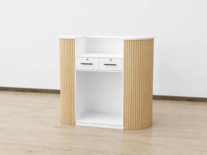 PREORDER Mila Classic Natural Oak Tambour Reception Desk - Midi (48")