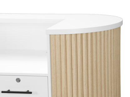 PREORDER Mila Classic Natural Oak Tambour Reception Desk - Midi (48")