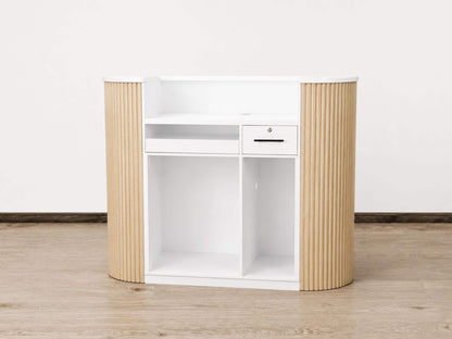 PREORDER Mila Classic Natural Oak Tambour Reception Desk - Large (58")