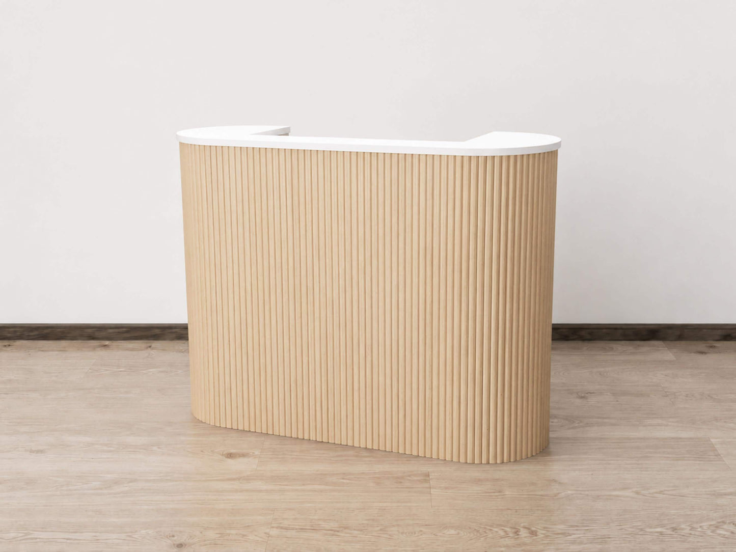 PREORDER Mila Classic Natural Oak Tambour Reception Desk - Large (58")