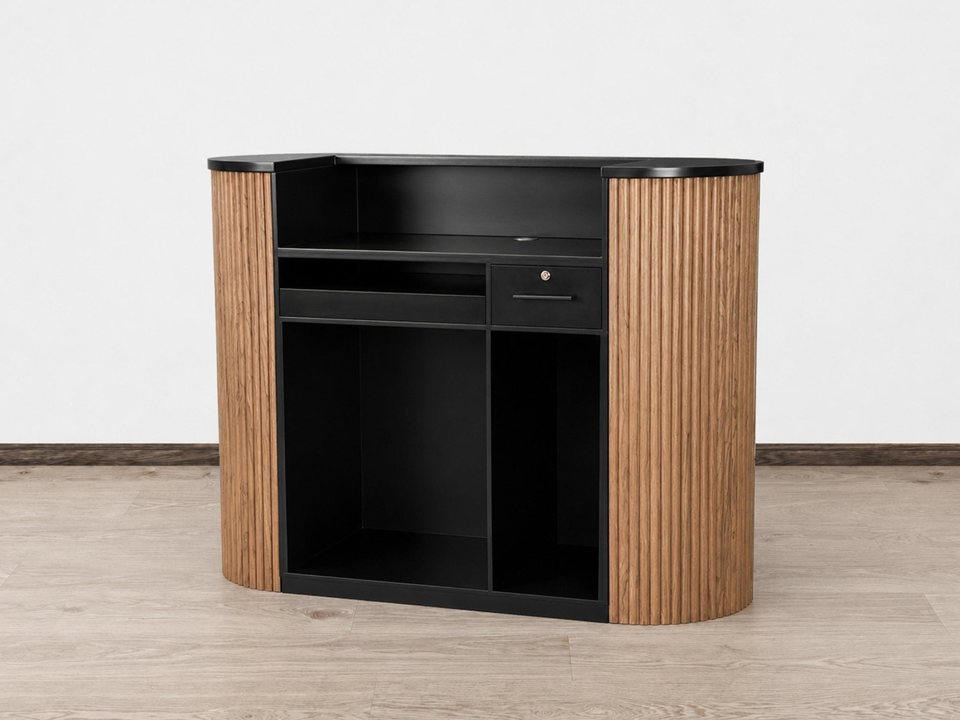 PREORDER Mila Classic Walnut Tambour Reception Desk - Large (58")