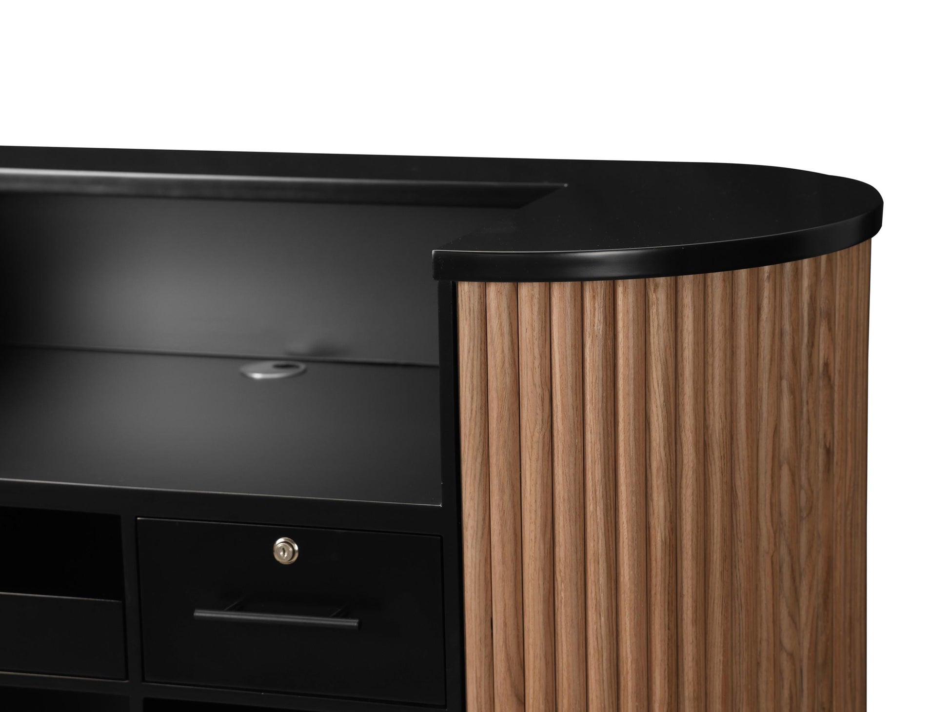 PREORDER Mila Classic Walnut Tambour Reception Desk - Large (58")