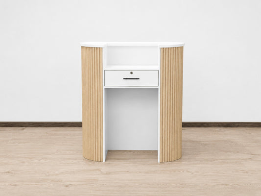 PREORDER Mila Classic Natural Oak Tambour Reception Desk - Small (39")