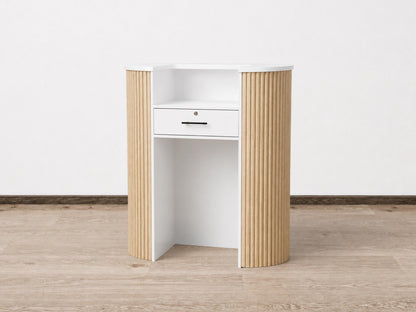 PREORDER Mila Classic Natural Oak Tambour Reception Desk - Small (39")
