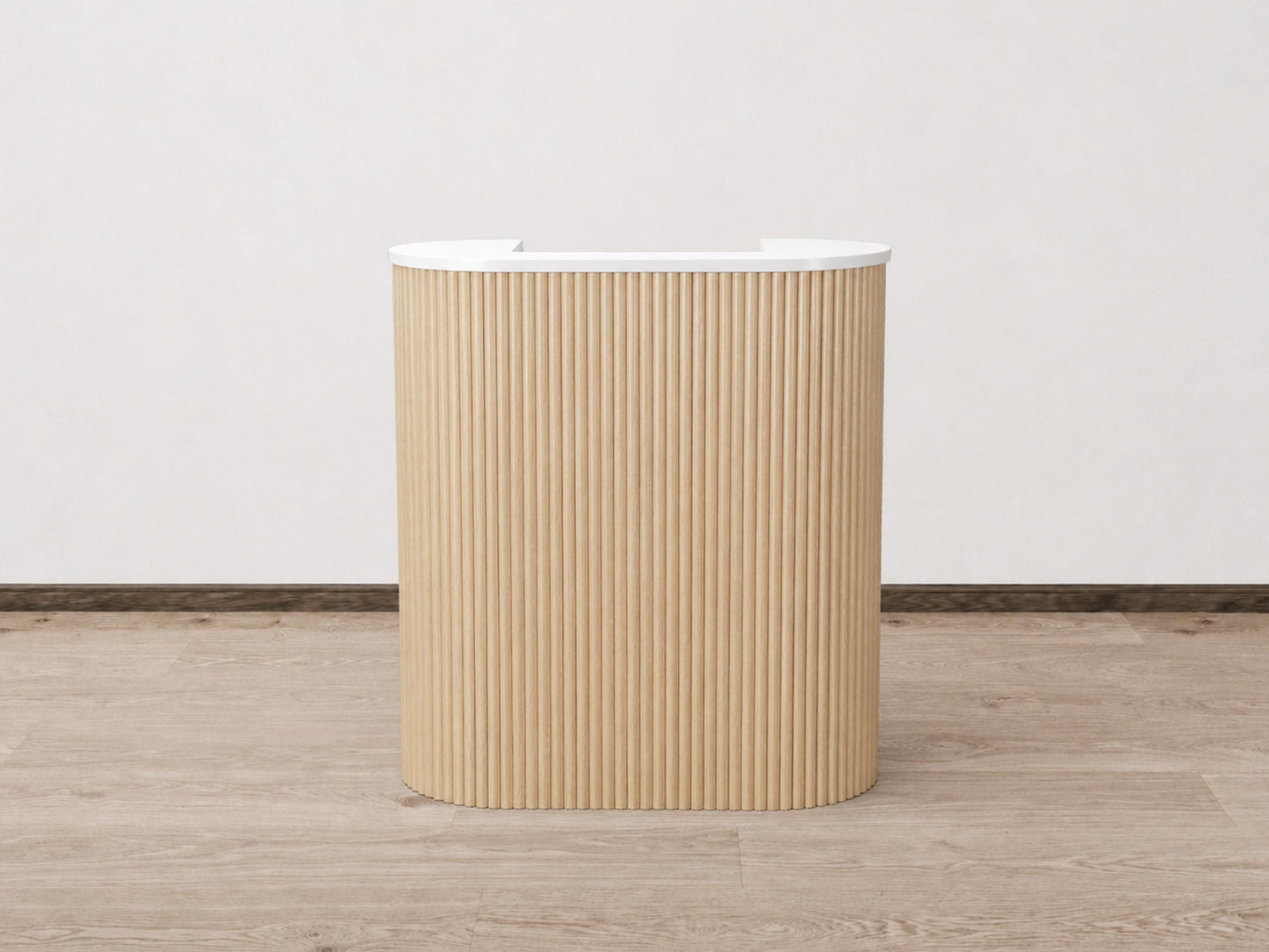 PREORDER Mila Classic Natural Oak Tambour Reception Desk - Small (39")