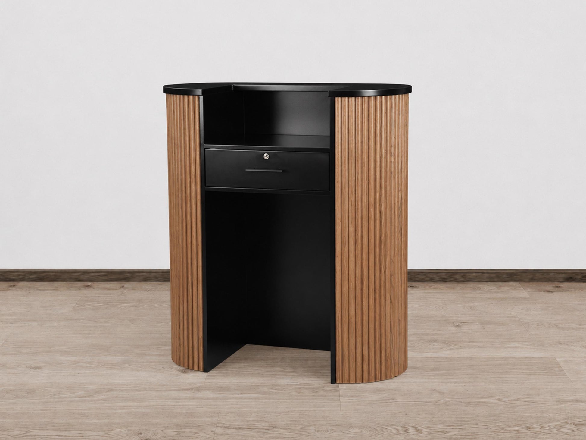 PREORDER Mila Classic Walnut Tambour Reception Desk - Small (39")