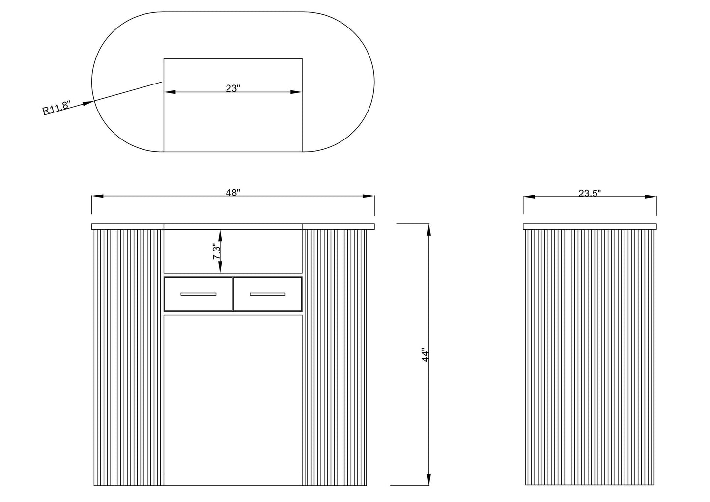 PREORDER Mila Classic Walnut Tambour Reception Desk - Midi (48")