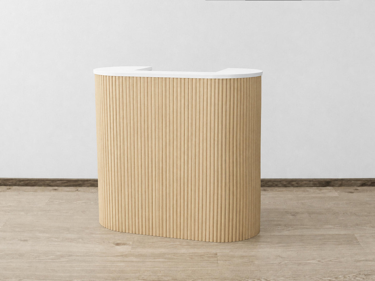 PREORDER Mila Classic Natural Oak Tambour Reception Desk - Midi (48")